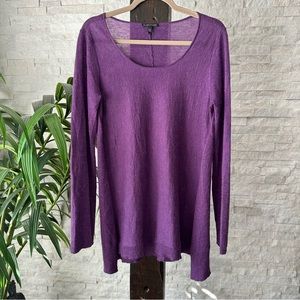 EILEEN FISHER Purple Alpaca Wool Blend Long Sleeve Scoop Neck Tunic Top Size S